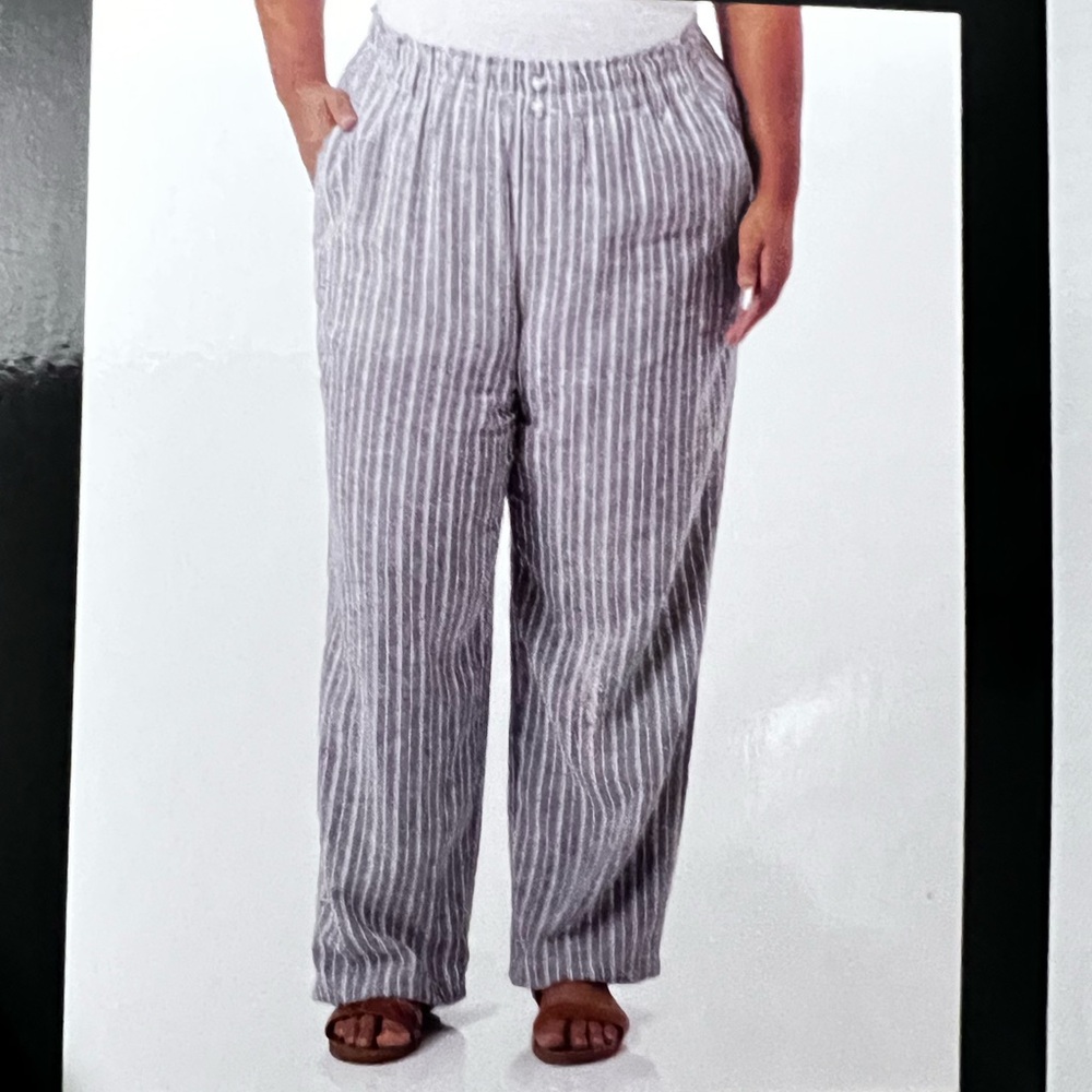 Briggs Gray Striped Wide Leg Pants XL